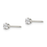 Inverness Stainless Steel CZ Stud Earrings 3mm Elegant Solid Design
